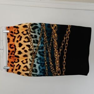 Nicki Minaj Ombre Leopard, Chain Design Print Pencil Skirt Juniors Size XL